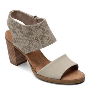 TOMS MAJORCA CUT OUT CANVAS BLOCK HEEL SANDALS SHOES NWOT